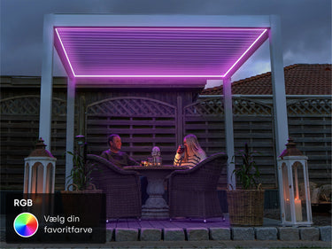 Pergolux LED lys, RGB, pink lys.